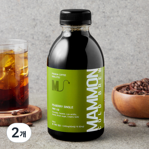 [로켓프레시] 훔볼트 마몬 브라질 피베리 싱글 콜드브루 커피원액, 2개, 500ml