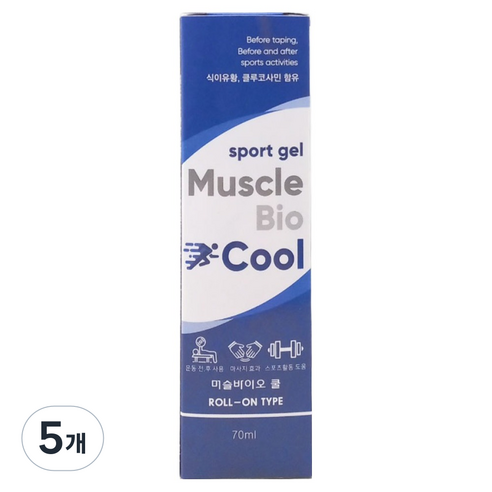 티에스 머슬바이오 스포츠겔 쿨 ROLL ON TYPE 70ml, 5개, 1개입