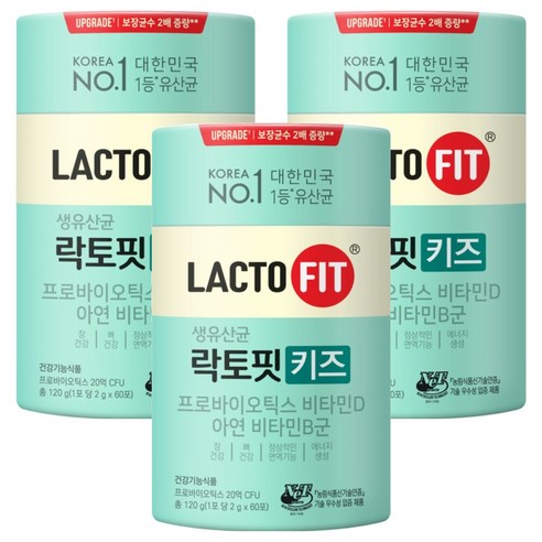 락토핏 키즈 유산균, 60회분, 120g, 3개