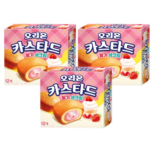 오리온 카스타드 딸기 생크림 12p