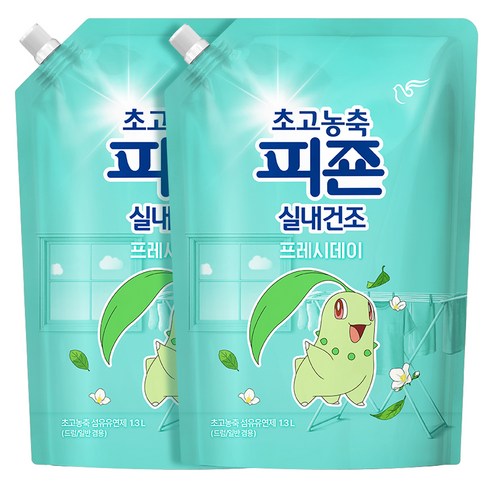 피죤 초고농축 실내건조 프레시데이 리필, 2개, 1.3L