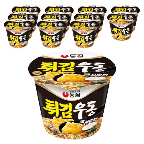 농심 튀김우동 큰사발면 111g, 12개
