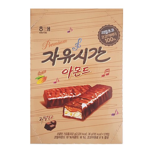 해태 자유시간 아몬드 초코바, 36g, 12개