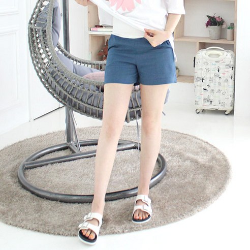 팡팡샵 임산부 T 마반바지, 블루
