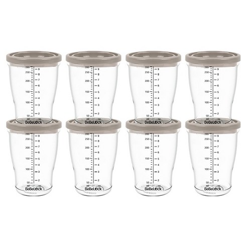 베베락 유아용 PP 밀폐 이유식 용기, 280ml, 초코, 8개