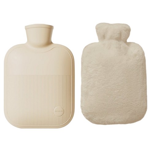해피앤굿 따듯함 보온물주머니 M 1000ml + 토끼 커버 세트 베이지 베이직, 1세트