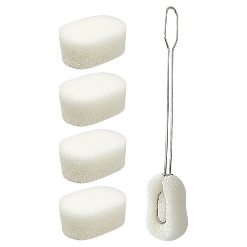아루아 스텐 304 병솔 집게 35cm + 리필 수세미 5p 세트, 화이트, 1세트