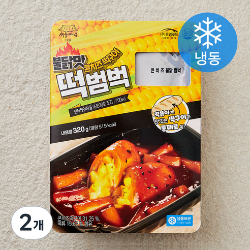 [로켓프레시] 서울마님 불닭맛 콘치즈떡구이 떡범벅 (냉동), 320g, 2개