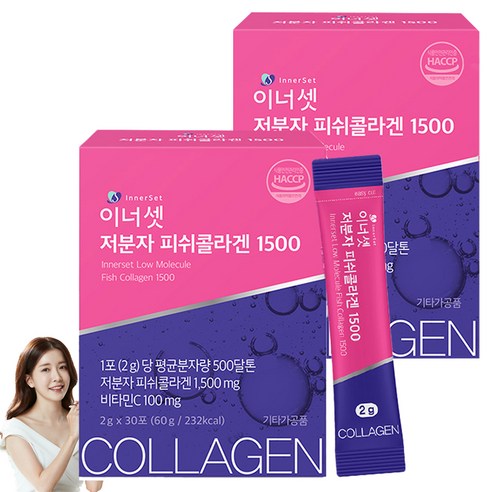 이너셋 저분자 피쉬콜라겐 1500 30p, 60g, 2개
