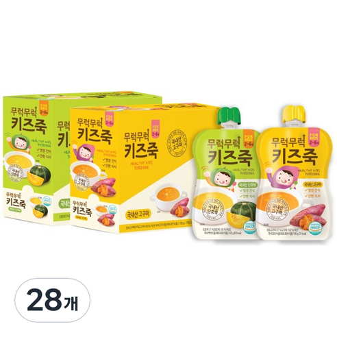 이유케어스 무럭무럭 키즈죽, 단호박, 고구마맛, 28개, 100g