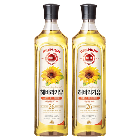 해표 해바라기유, 900ml, 2개