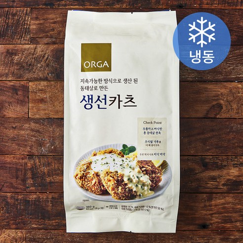 [로켓프레시] ORGA 지속가능한 방식으로 생산 된 동태살로 만든 생선 카츠 3개입 (냉동)