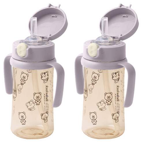 베베락 아이와 PPSU 원터치 빨대컵, 270ml, 2개, 라벤더