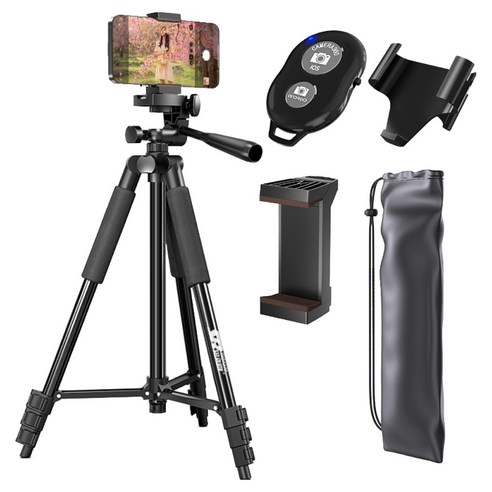 셀루미 최대 127cm 초경량 5단 스마트폰 삼각대 풀세트, 블랙, 1세트, SEL-TRD1270A