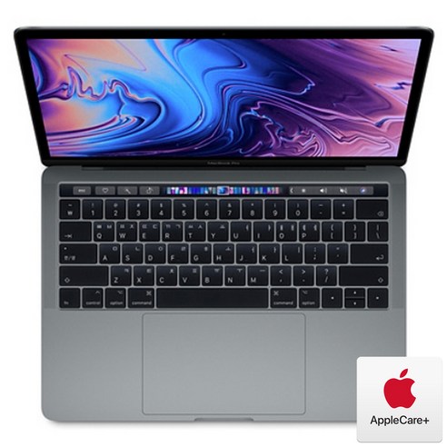 Apple 2019년 맥북 프로 터치바 13 8세대, 스페이스 그레이, AppleCare+포함, i5-2.4GHz quad-core, SSD 256GB, Intel Iris 655