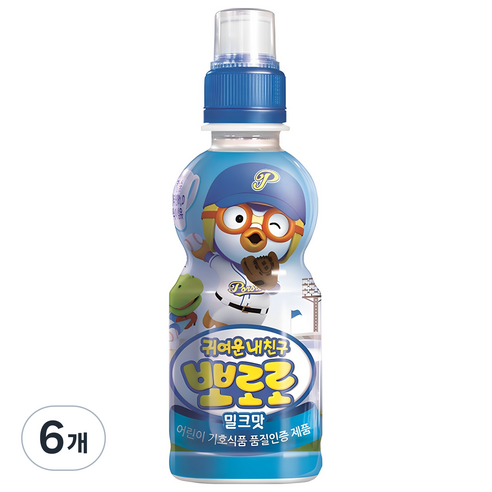 팔도 귀여운내친구 뽀로로 밀크맛, 235ml, 6개