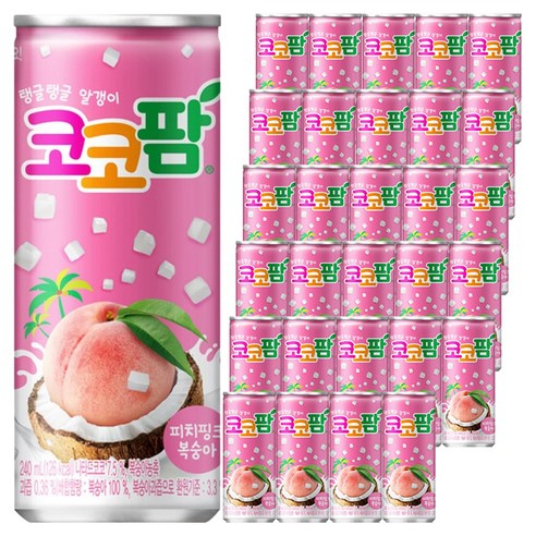 코코팜 피치핑크 복숭아, 240ml, 30개