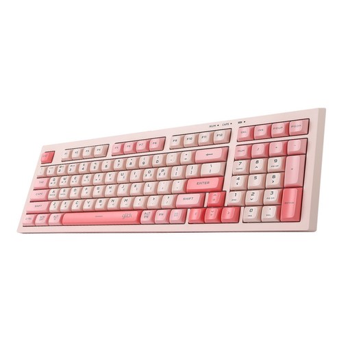 지클릭커 오피스프로 사일런스 M RGB 무소음 98키 무선 블루투스 키보드, CORAL Pink RC1, WK50, 제조사축