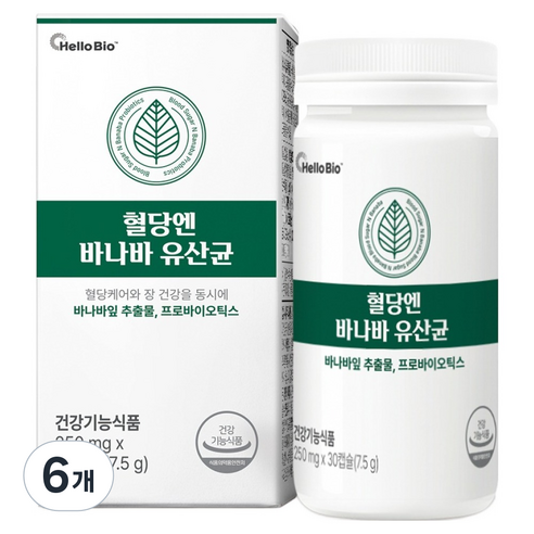 헬로바이오 혈당엔 바나바 유산균, 30정, 6개