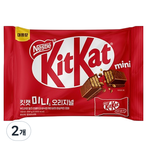 KitKat 미니 오리지널 초코바 33p, 297g, 2개