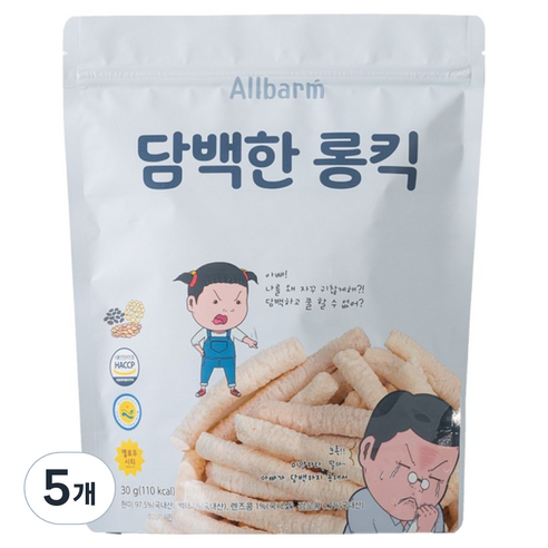 Allbarm 담백한 롱킥, 담백한 맛, 30g, 5개