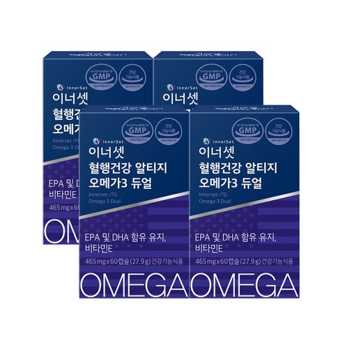이너셋 혈행건강 알티지 오메가 3 듀얼 60p, 4개, 27.9g
