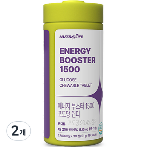 뉴트라라이프 에너지 부스터 1500 포도당 캔디, 51g, 2개