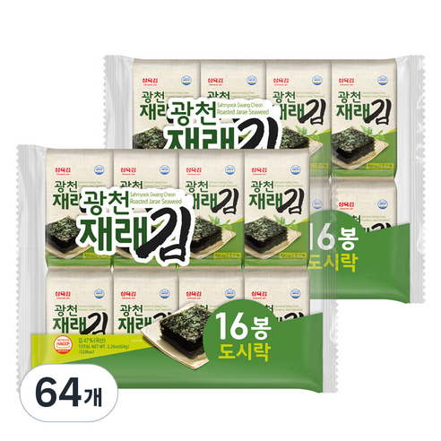 삼육김 광천 재래김 도시락김, 4g, 64개