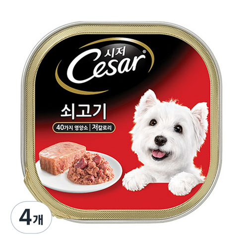 시저 1세 이상 어덜트 강아지 주식캔, 소, 100g, 4개
