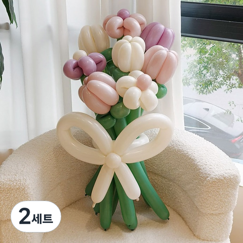 이프 요술풍선 꽃묶음 세트, 19 라일락 파스텔 부케, 2세트