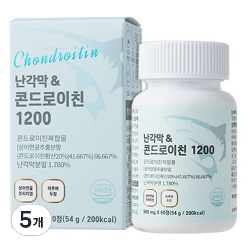 지비엠에스 난각막 콘드로이친 1200 영양제 54g, 5개, 60정