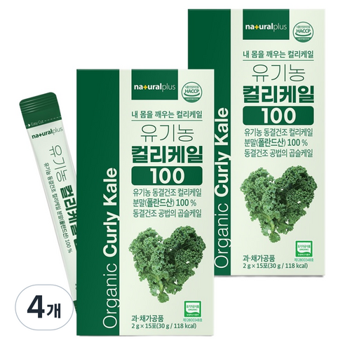 내츄럴플러스 유기농 컬리 케일 100 분말스틱 30g, 15회분, 4개