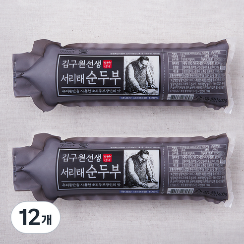 [로켓프레시] 김구원선생 서리태 순두부, 400g, 12개