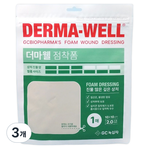 GC녹십자 더마웰 점착폼 진물 많은 깊은 상처, 3개