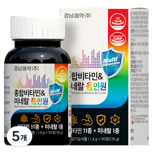 경남제약 멀티 종합비타민 미네랄 올인원 126g, 90정, 5개