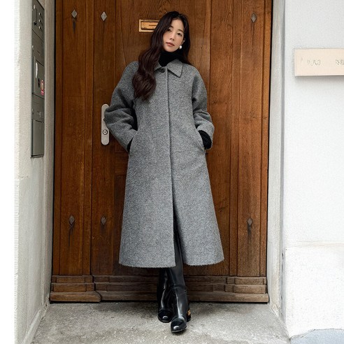 온앤온 여성용 헤어리 싱글맥 울 코트