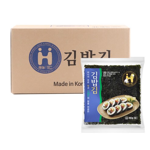 해농 김밥김 일반 100매 업소용 대용량 김밥용김, 230g, 20개