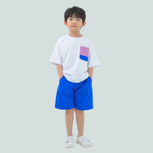 남아 여름 상하세트 배색 포켓 반팔티셔츠 반바지 키즈 데일리룩