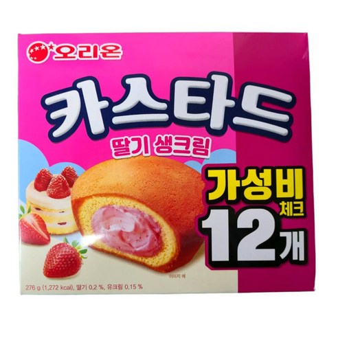 오리온 카스타드 딸기 생크림 12p, 276g, 1개