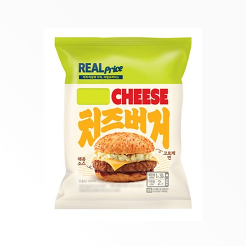 리얼프라이스 치즈버거 180g x 2개, 180g, 2개