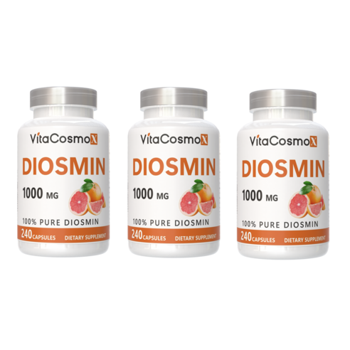 VitaCosmoX 디오스민 시트러스 콤플렉스 베인 서포트 바이오플라보노이드 과일 추출물 1000mg Best Diosmin 1000mg