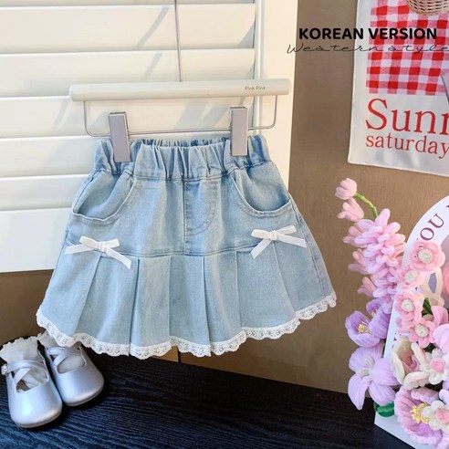 리본 레이스라인 청치마 110-160호 여아용