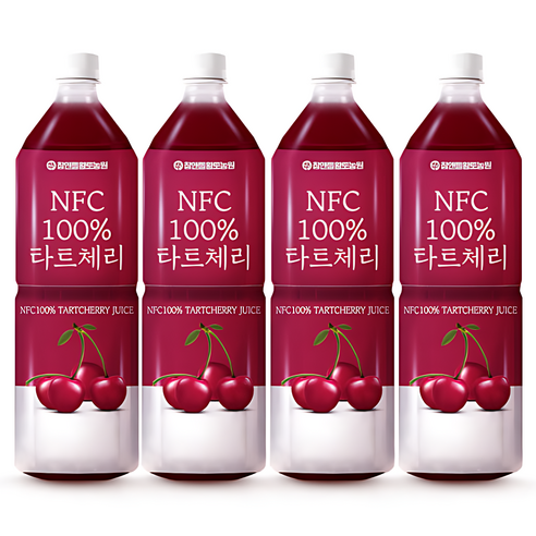 참앤들황토농원 NFC 착즙 타트체리주스, 1L, 4개