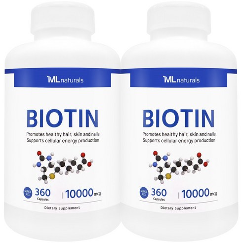 [미국빠른직구] 신제품 마이라이프 내추럴스 비오틴 10000 mcg (수퍼사이즈), 2개, 360정