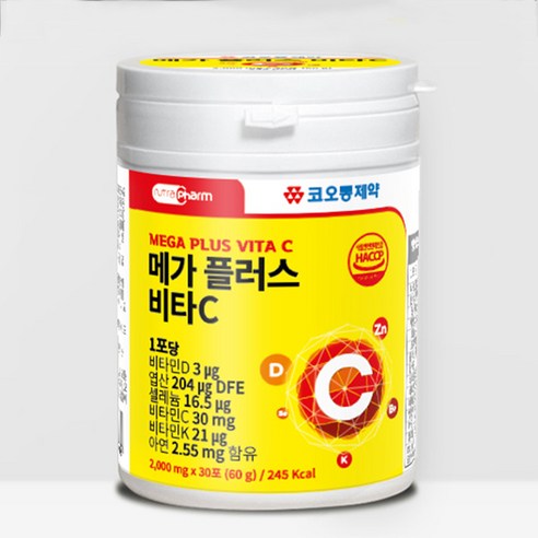 코오롱제약 메가 플러스 비타C 30포 비타민D 엽산 셀레늄 비타민C 비타민K 아연