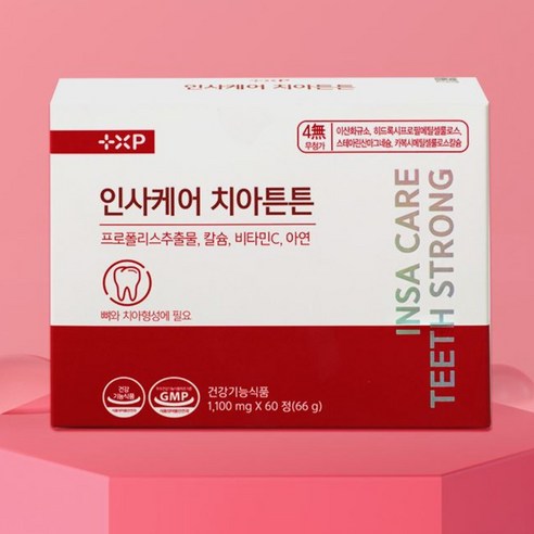 뼈와 이가 탄탄 튼튼한 치아 치아건강 프로폴리스 추출물 코랄칼슘 함유 인사케어 치아튼튼 정품, 2개, 60정