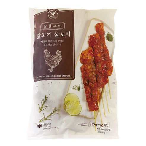 숯불구이 닭꼬치 1.6kg(80g*20개), 80g, 20개