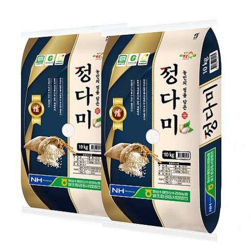 경기 수원 정다미 20kg (10kg x 2포) #농민의 정을 담은 쌀 #고슬고슬한 식감 #아밀로스 함량 11.5%, 상등급, 10kg, 2개