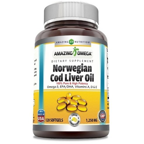 어메이징뉴트리션 노르웨지안 대구 간 오일 1250mg 오렌지 소프트젤
