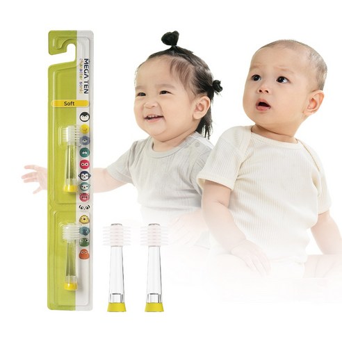 [메가텐 리필] 키즈 캐릭터소닉 음파진동 칫솔 리필 소프트, 2개